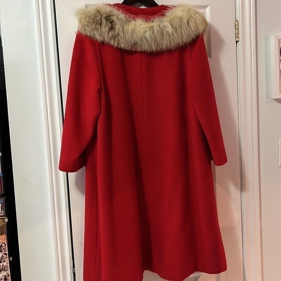 Vintage Red Wool Coat with Fur Size M/L - Picture 16 of 16